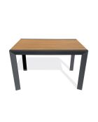 Tonga tuintafel in aluminium en polywood blad in antracietgrijze houtlook - 120x80 cm