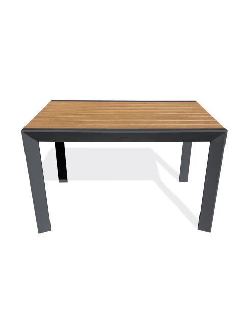 Tonga tuintafel in aluminium en polywood blad in antracietgrijze houtlook - 120x80 cm