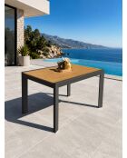 Tonga tuintafel in aluminium en polywood blad in antracietgrijze houtlook - 120x80 cm