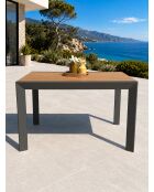 Tonga tuintafel in aluminium en polywood blad in antracietgrijze houtlook - 120x80 cm