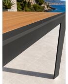 Tonga tuintafel in aluminium en polywood blad in antracietgrijze houtlook - 120x80 cm