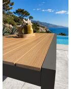 Tonga tuintafel in aluminium en polywood blad in antracietgrijze houtlook - 120x80 cm