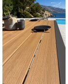 Tonga tuintafel in aluminium en polywood blad in antracietgrijze houtlook - 120x80 cm