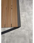 Tonga tuintafel in aluminium en polywood blad in antracietgrijze houtlook - 120x80 cm