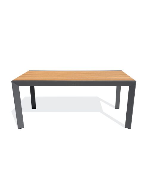 Tonga tuintafel in aluminium en polywood blad in antracietgrijze houtlook - 170x80 cm