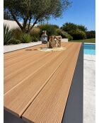 Tonga tuintafel in aluminium en polywood blad in antracietgrijze houtlook - 170x80 cm