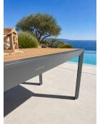 Tonga tuintafel in aluminium en polywood blad in antracietgrijze houtlook - 170x80 cm