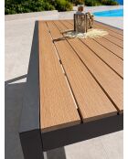 Tonga tuintafel in aluminium en polywood blad in antracietgrijze houtlook - 170x80 cm