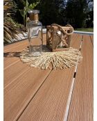 Tonga tuintafel in aluminium en polywood blad in antracietgrijze houtlook - 170x80 cm
