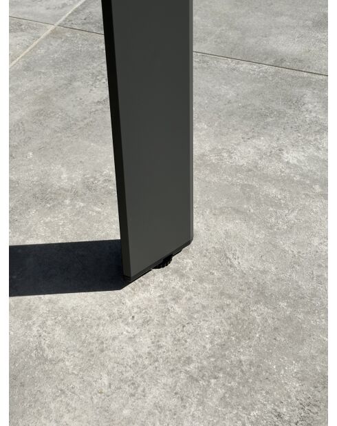 Tonga tuintafel in aluminium en polywood blad in antracietgrijze houtlook - 170x80 cm