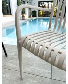 Ensemble table de jardin Lamu en aluminium et plateau polywood aspect bois et 4 fauteuils Tiago sable grège - 5 pièces