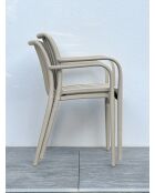 Ensemble table de jardin Lamu en aluminium et plateau polywood aspect bois et 4 fauteuils Tiago sable grège - 5 pièces