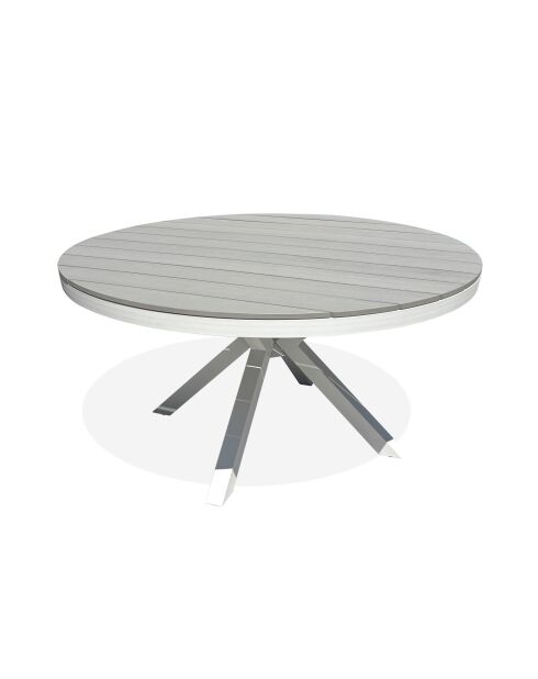 Elba ronde aluminium tuintafel met wit polywood blad - D.142 cm