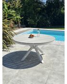 Elba ronde aluminium tuintafel met wit polywood blad - D.142 cm