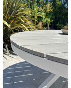 Elba ronde aluminium tuintafel met wit polywood blad - D.142 cm