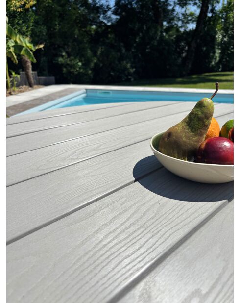 Elba ronde aluminium tuintafel met wit polywood blad - D.142 cm