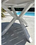 Elba ronde aluminium tuintafel met wit polywood blad - D.142 cm