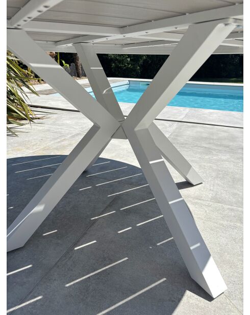 Elba ronde aluminium tuintafel met wit polywood blad - D.142 cm