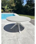 Elba ronde aluminium tuintafel met wit polywood blad - D.142 cm