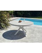 Elba ronde aluminium tuintafel met wit polywood blad - D.142 cm