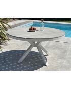 Elba ronde aluminium tuintafel met wit polywood blad - D.142 cm