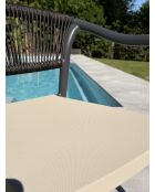 Ensemble table de jardin Tonga en aluminium et plateau polywood aspect bois et 4 fauteuils Sumba grège- 5 pièces