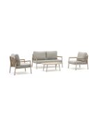 Mueble de jardín Verona de 5 plazas en aluminio y cuerda greige, 5 piezas