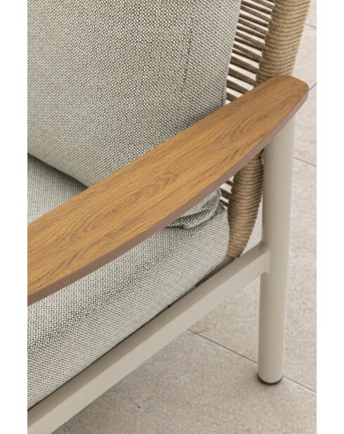 Mueble de jardín Verona de 5 plazas en aluminio y cuerda greige, 5 piezas