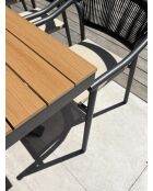 Lot composé d'une table de jardin Lamu en aluminium et plateau polywood aspect bois et 8 fauteuils Sumba gris anthracite - 9 pièces