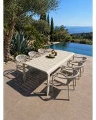 Ensemble table de jardin Hanoi en aluminium et 6 fauteuils Sumba grège - 7 pièces