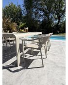Ensemble table de jardin Hanoi en aluminium et 6 fauteuils Sumba grège - 7 pièces