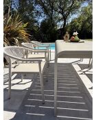Ensemble table de jardin Hanoi en aluminium et 6 fauteuils Sumba grège - 7 pièces