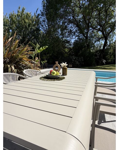 Ensemble table de jardin Hanoi en aluminium et 6 fauteuils Sumba grège - 7 pièces