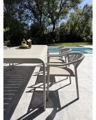 Ensemble table de jardin Hanoi en aluminium et 6 fauteuils Sumba grège - 7 pièces