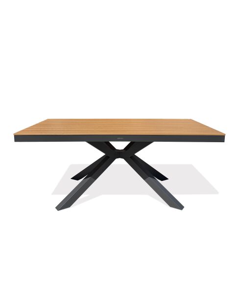 Lamu tuintafel in aluminium en polywood blad in antracietgrijze houtlook - 180x100 cm