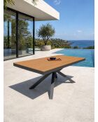 Lamu tuintafel in aluminium en polywood blad in antracietgrijze houtlook - 180x100 cm