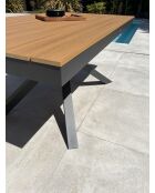 Lamu tuintafel in aluminium en polywood blad in antracietgrijze houtlook - 180x100 cm