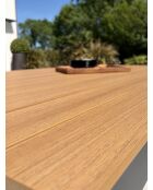 Lamu tuintafel in aluminium en polywood blad in antracietgrijze houtlook - 180x100 cm