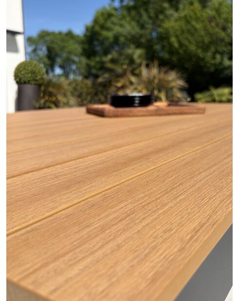 Lamu tuintafel in aluminium en polywood blad in antracietgrijze houtlook - 180x100 cm