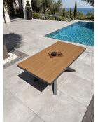 Lamu tuintafel in aluminium en polywood blad in antracietgrijze houtlook - 180x100 cm