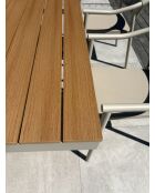 Ensemble table de jardin Lamu en aluminium et plateau polywood aspect bois et 4 fauteuils Sumba grège - 5 pièces