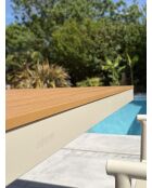 Ensemble table de jardin Lamu en aluminium et plateau polywood aspect bois et 4 fauteuils Sumba grège - 5 pièces