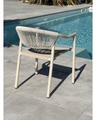 Ensemble table de jardin Lamu en aluminium et plateau polywood aspect bois et 6 fauteuils Sumba grège - 7 pièces
