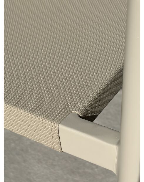 Ensemble table de jardin Lamu en aluminium et plateau polywood aspect bois et 6 fauteuils Sumba grège - 7 pièces