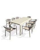 Ensemble table de jardin Hanoi en aluminium et 8 fauteuils Sumba grège - 9 pièces