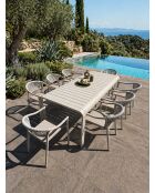 Ensemble table de jardin Hanoi en aluminium et 8 fauteuils Sumba grège - 9 pièces