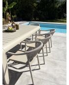 Ensemble table de jardin Hanoi en aluminium et 8 fauteuils Sumba grège - 9 pièces