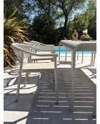 Ensemble table de jardin Hanoi en aluminium et 8 fauteuils Sumba grège - 9 pièces
