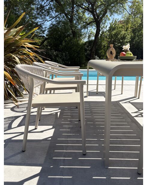 Ensemble table de jardin Hanoi en aluminium et 8 fauteuils Sumba grège - 9 pièces