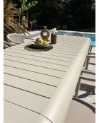 Ensemble table de jardin Hanoi en aluminium et 8 fauteuils Sumba grège - 9 pièces